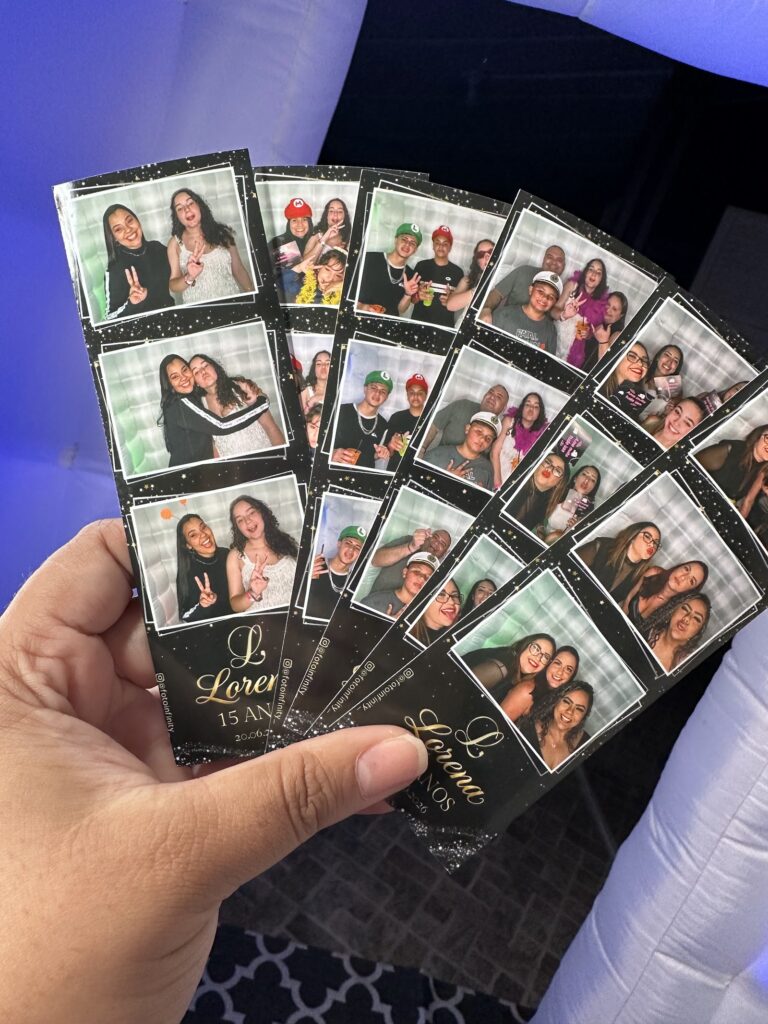 Tiras de fotos impressas da cabine de fotos