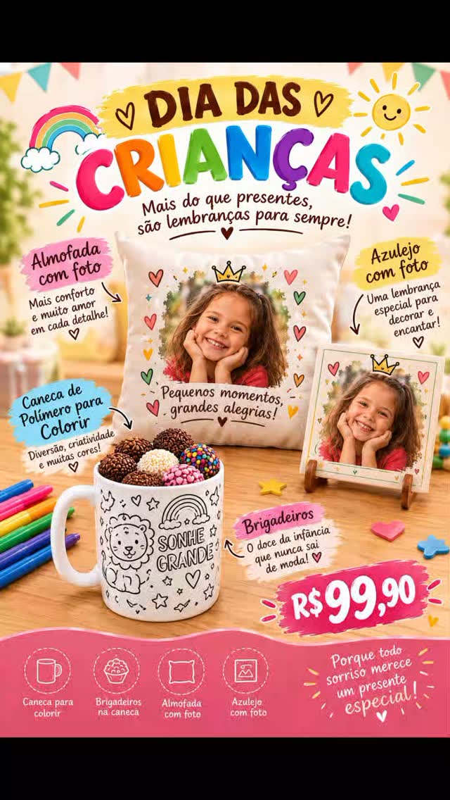 Mais do que presentes, são lembranças para sempre! 🎈✨🎨 Surpreenda no Dia...
