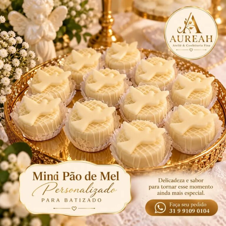 🤍✨ Mini Pães de Mel Personalizados para Batizado ✨🤍 Um toque de...